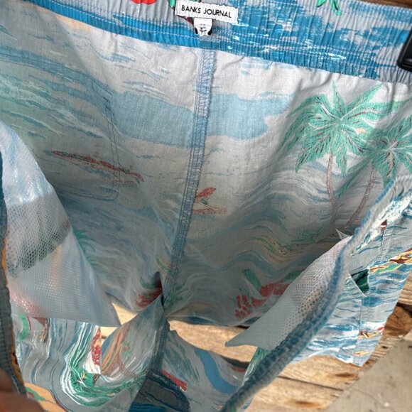 Banks Journal Mens Sz 38 Blue Board 5" Shorts Surf Short Trunks - Picture 9 of 9